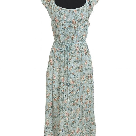 No Boundaries Dresses & Skirts - No Boundaries Blooming Ruffle Maxi Dress – Blue & Pink Floral Fantasy (Size XL)